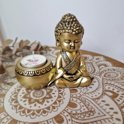 Portavelas Buda Dorado ~ Serenidad y Luz Interior 💫