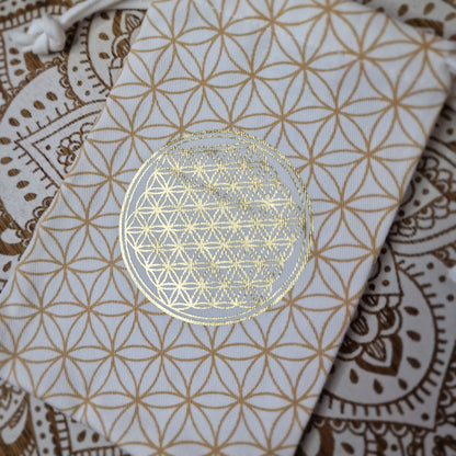 Bolsa de Algodón Orgánico con Flor de la Vida ~ Protección y Orden para tus Objetos Especiales
