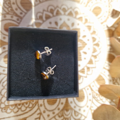Pendientes de Ojo de Tigre en Plata ~ Protección y Fuerza Interior