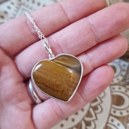 Colgante Ojo de Tigre CORAZÓN PLATA