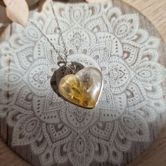 💛 Colgante Citrino Corazón Plata de Ley ~ Energía, Abundancia y Luz Interior