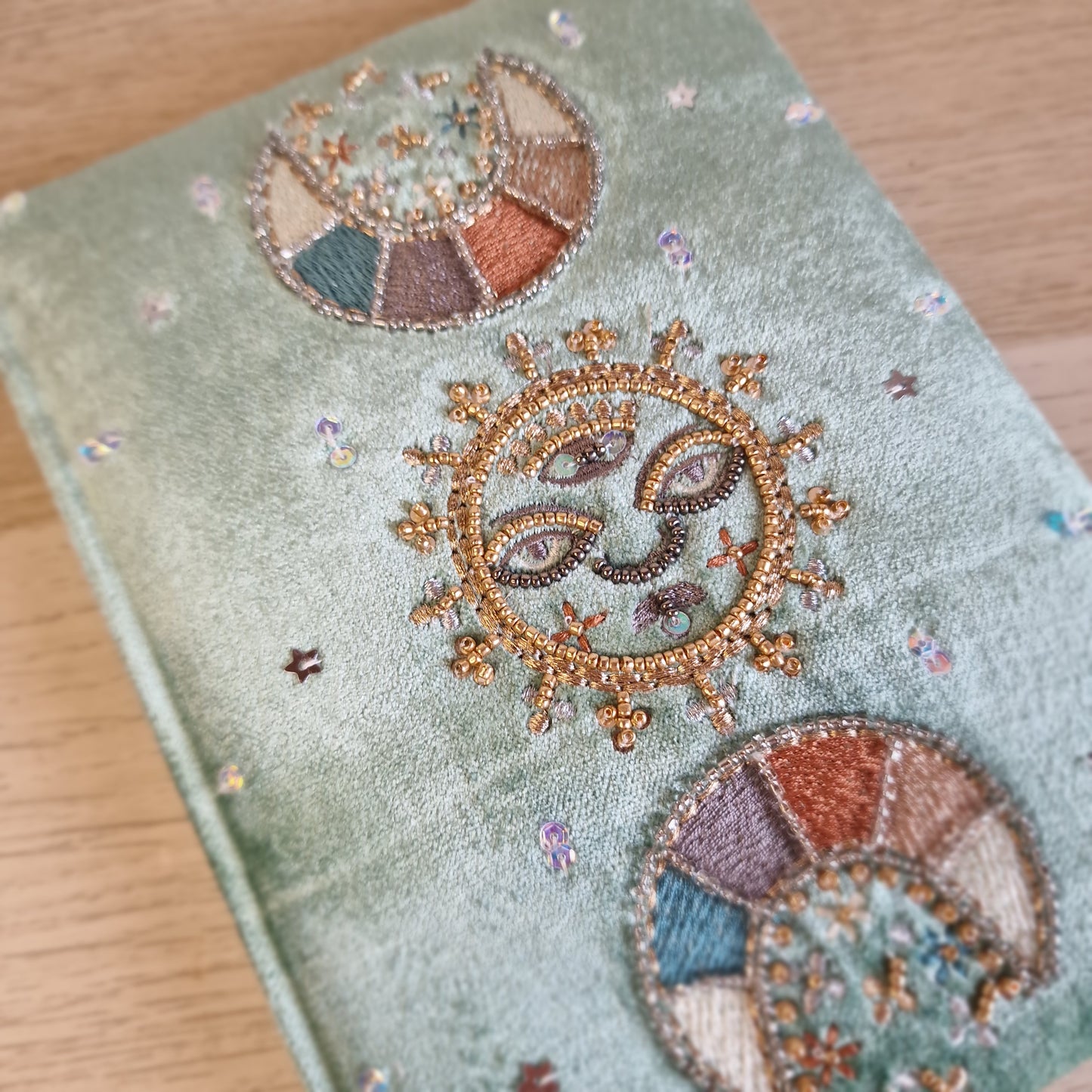🌕 Cuaderno de Terciopelo Menta ~ Fases Lunares