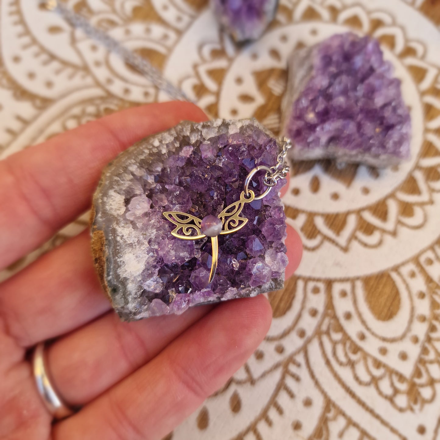 Colgante Libélula con Amatista ~ Transformación y Calma