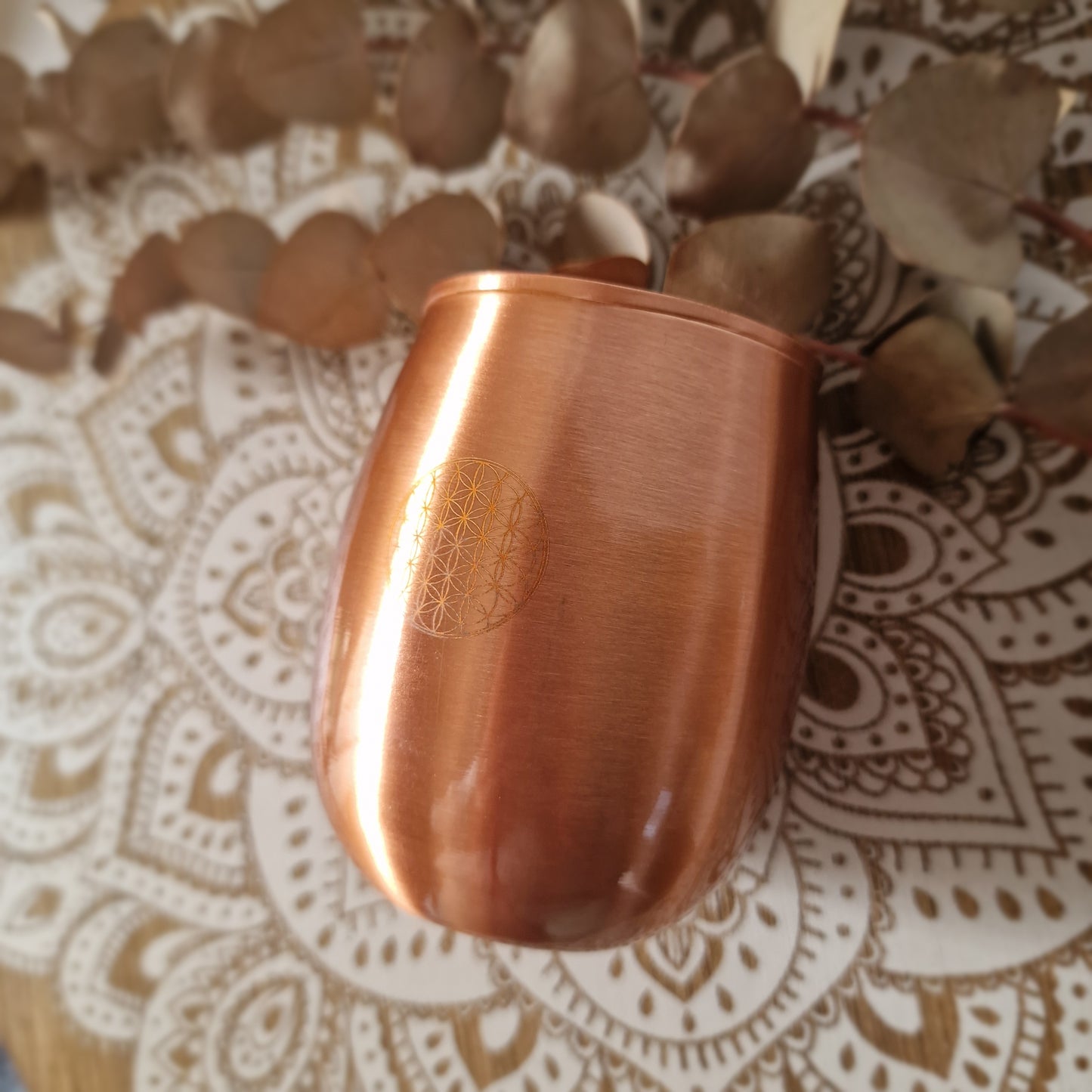 Vaso de Cobre ~Flor de la vida ~ Equilibrio y Bienestar Ayurveda