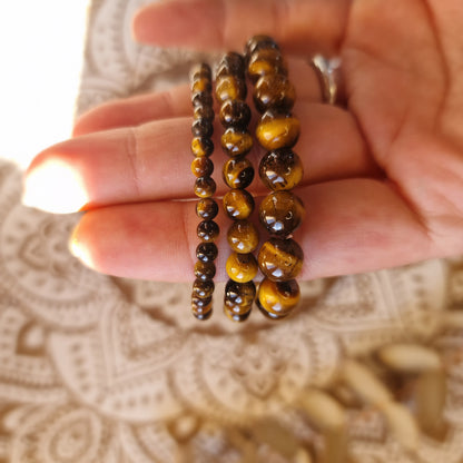 Pulsera Ojo de tigre ~  Fuerza, Protección y Confianza ~ 4, 6 y 8 mm