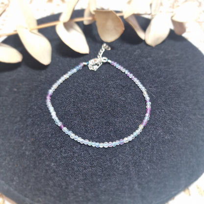 ✨ Pulsera de Fluorita Facetada con Plata de Ley ~ Claridad Mental y Equilibrio Interior