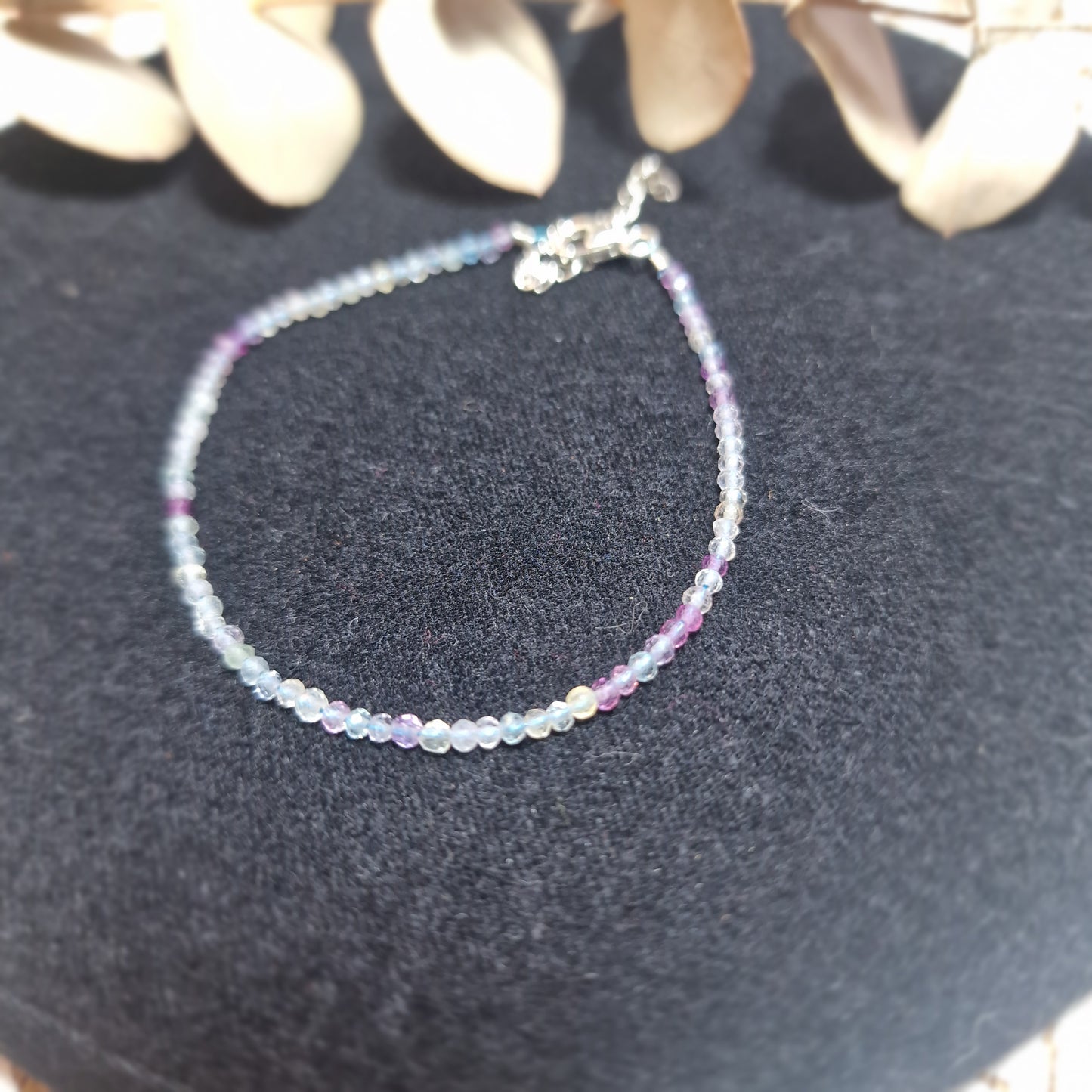 ✨ Pulsera de Fluorita Facetada con Plata de Ley ~ Claridad Mental y Equilibrio Interior
