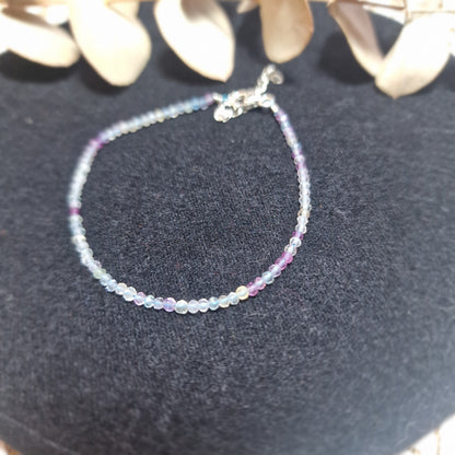✨ Pulsera de Fluorita Facetada con Plata de Ley ~ Claridad Mental y Equilibrio Interior