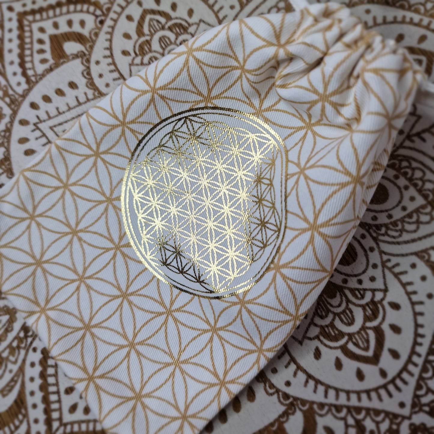 Bolsa de Algodón Orgánico con Flor de la Vida ~ Protección y Orden para tus Objetos Especiales