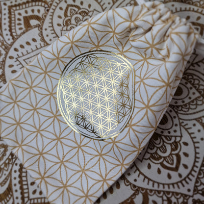 Bolsa de Algodón Orgánico con Flor de la Vida ~ Protección y Orden para tus Objetos Especiales