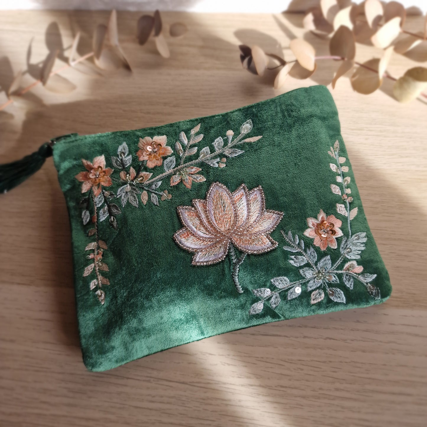 🌺 Neceser de Terciopelo FLOR DE LOTO ~ Pureza y Crecimiento Interior
