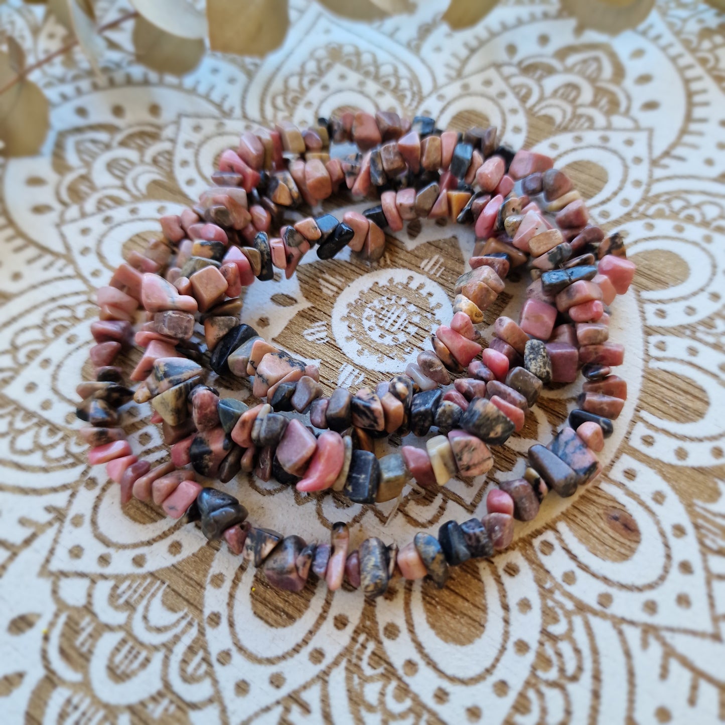 Collar Largo de Rodonita ~ Amor Propio y Sanación Emocional