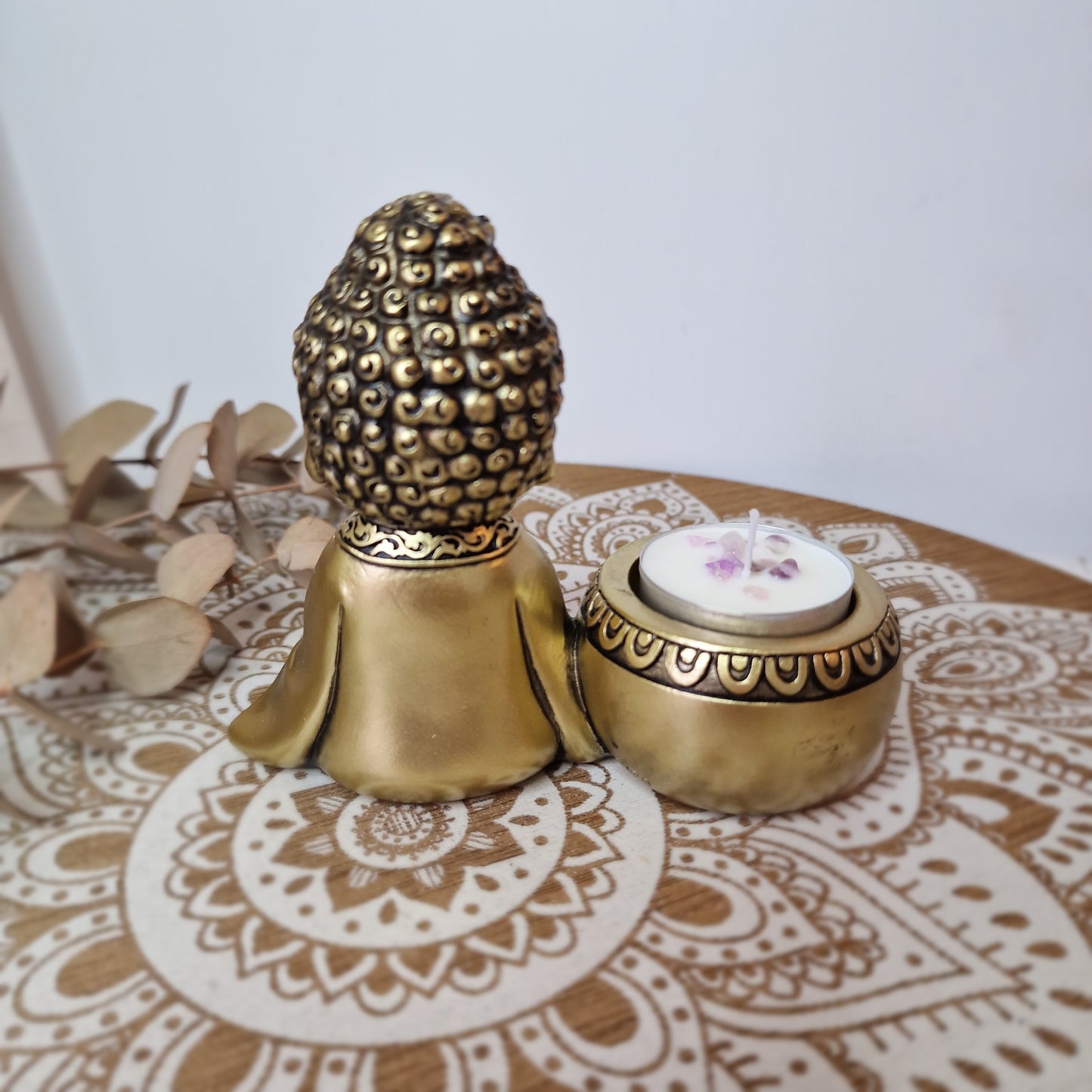 Portavelas Buda Dorado ~ Serenidad y Luz Interior 💫