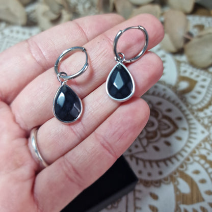 Pendientes Lágrima de Obsidiana Facetada ~ Protección Energética