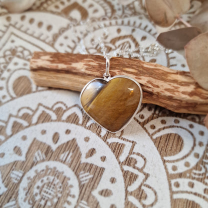 Colgante Ojo de Tigre CORAZÓN PLATA