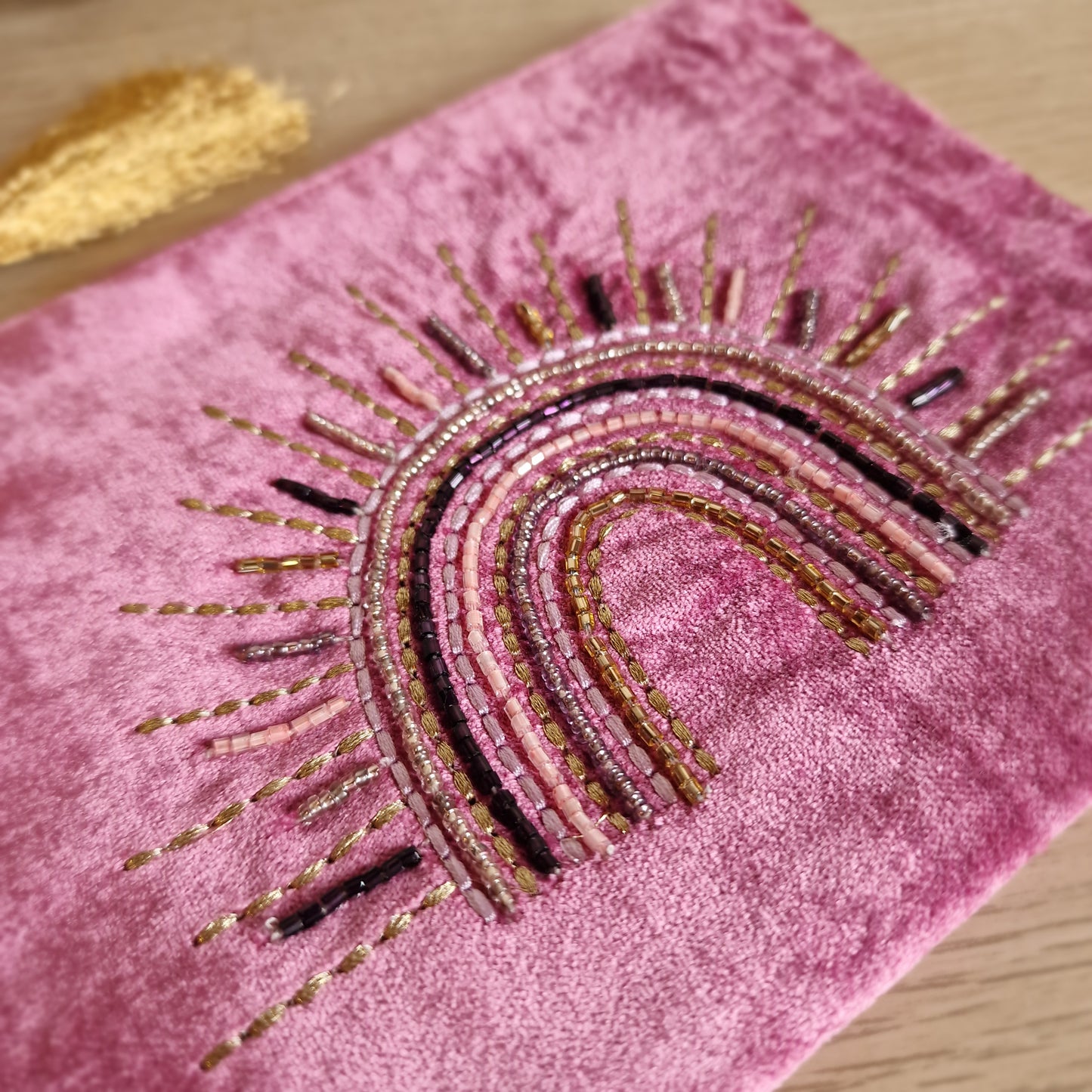 🌈 Neceser de Terciopelo Morado ~ Arcoíris Bordado