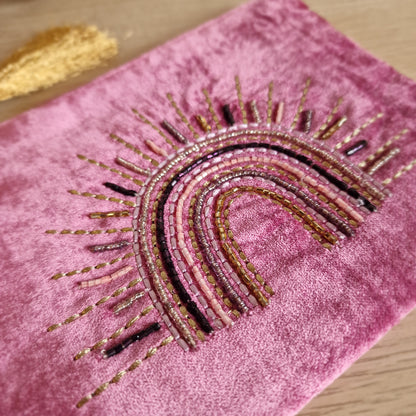 🌈 Neceser de Terciopelo Morado ~ Arcoíris Bordado
