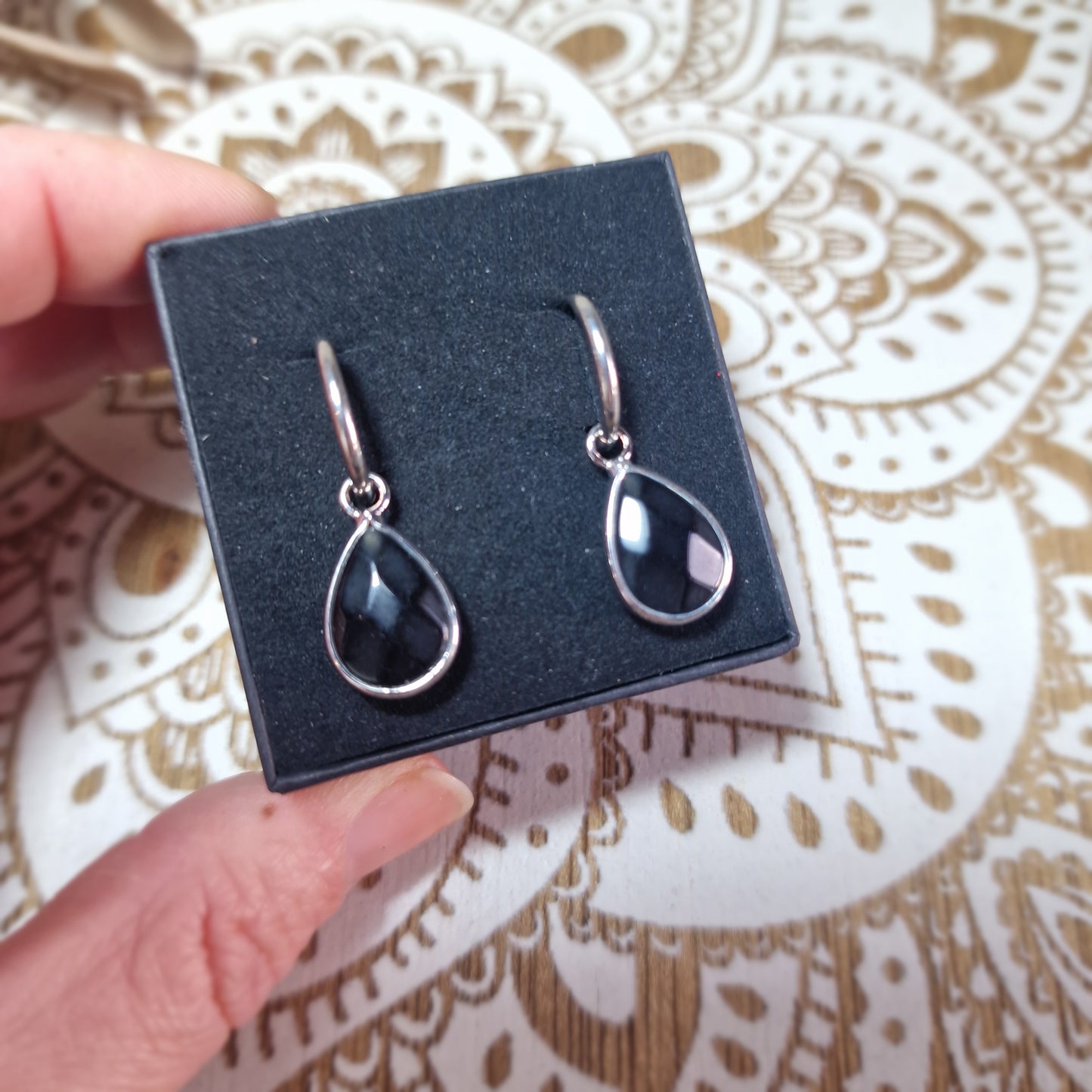 Pendientes Lágrima de Obsidiana Facetada ~ Protección Energética