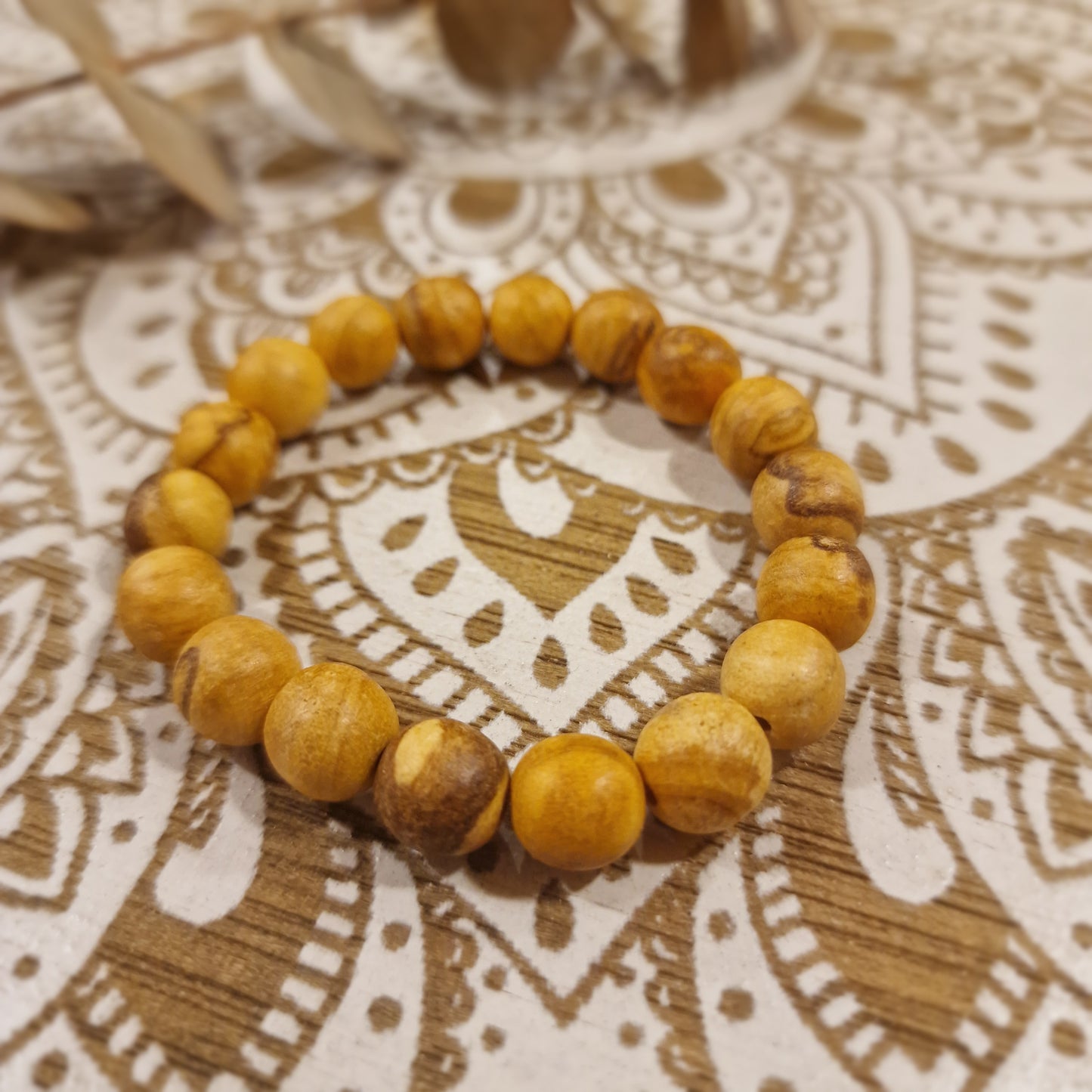 Pulsera de Palo Santo 10mm. (Talla S) Madera sagrada. 💫