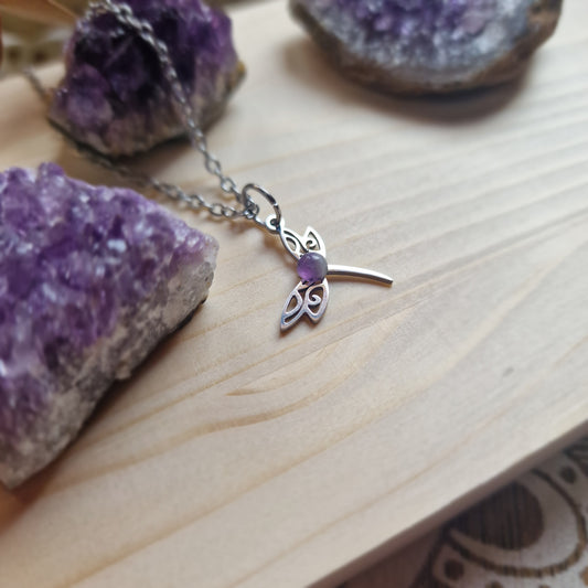 Colgante Libélula con Amatista ~ Transformación y Calma