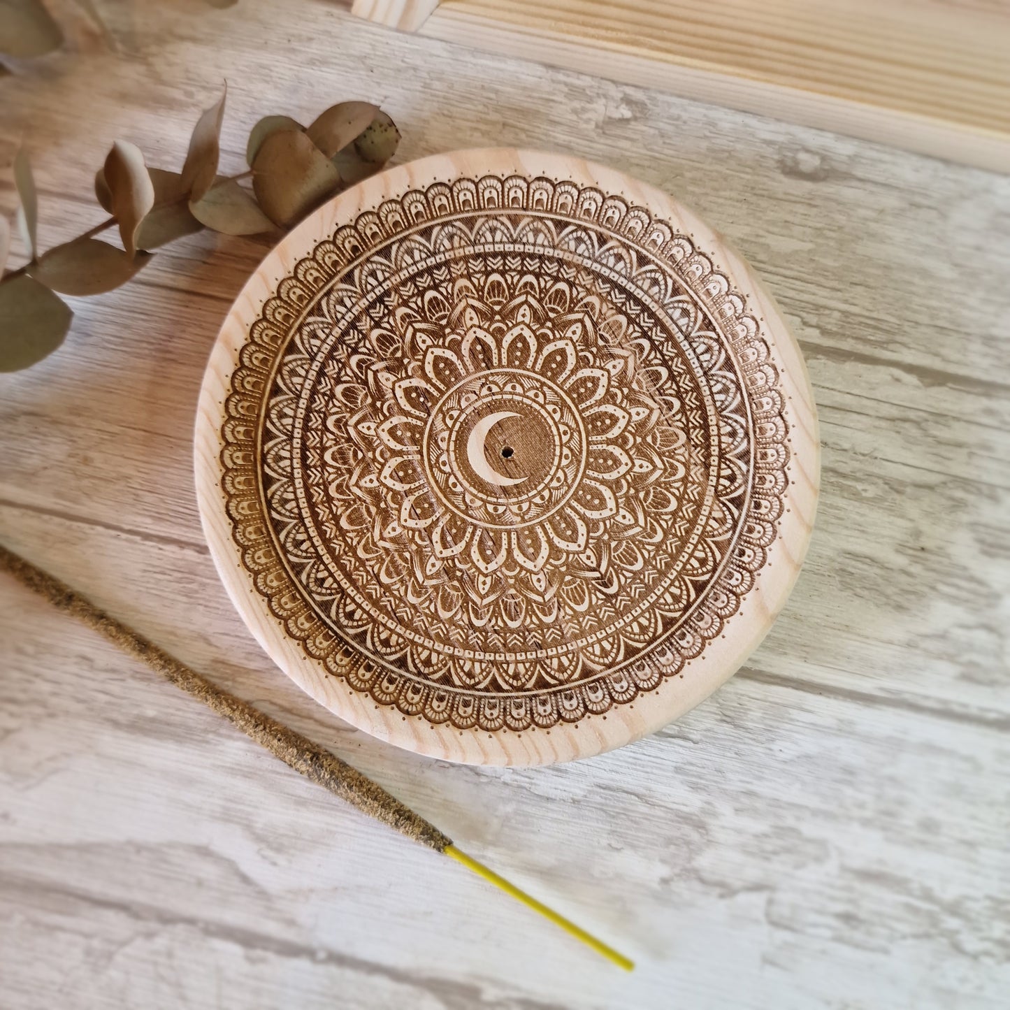 🌙 Quemador de incienso redondo mandala luna 🌙