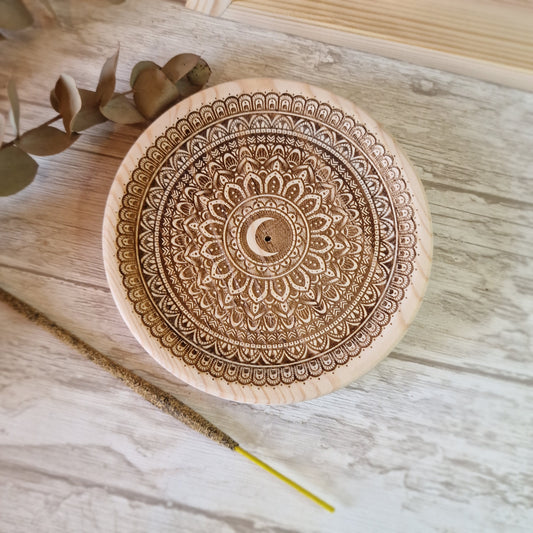 🌙 Quemador de incienso redondo mandala luna 🌙