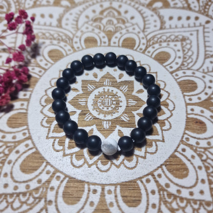 Pulsera Ying Yang de Magnesita y Obsidiana – Unión y Equilibrio