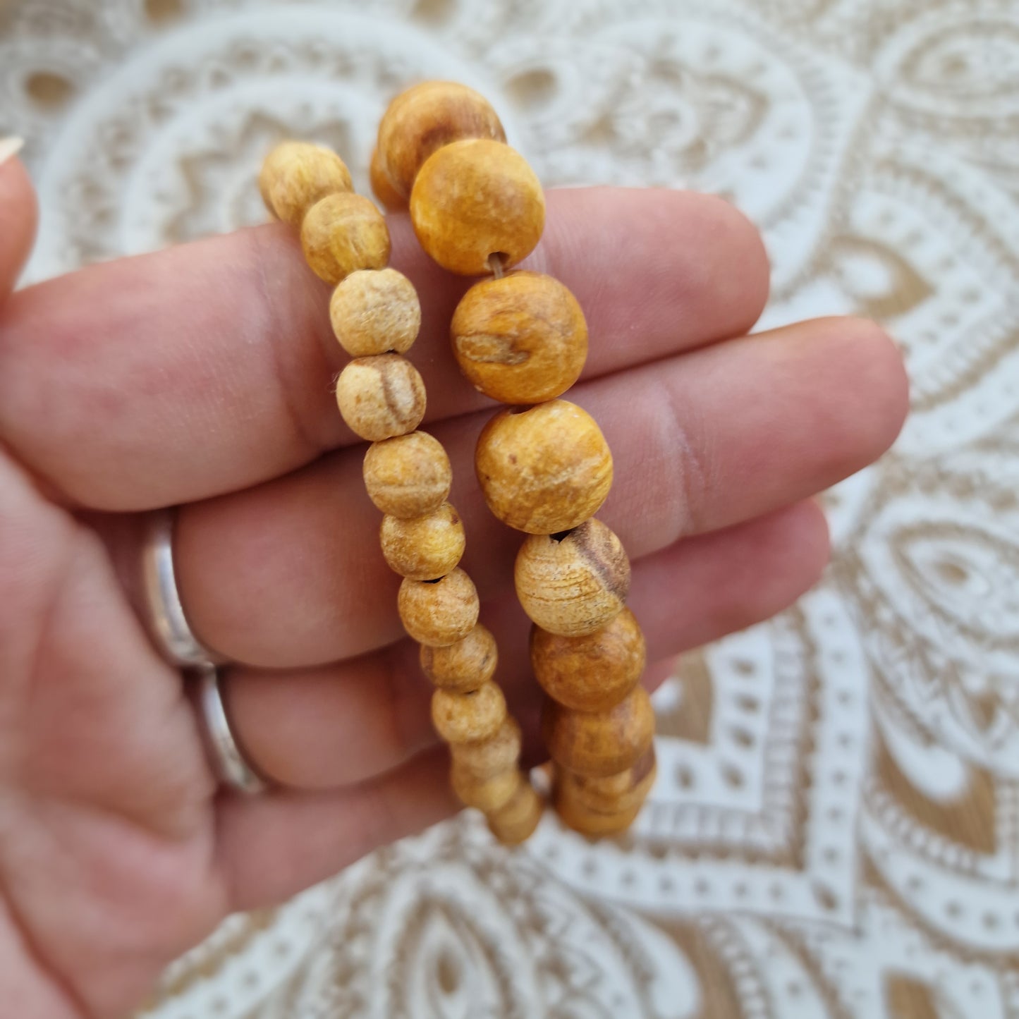 Pulsera de Palo Santo 6 y 10 mm.(Talla L) Madera sagrada