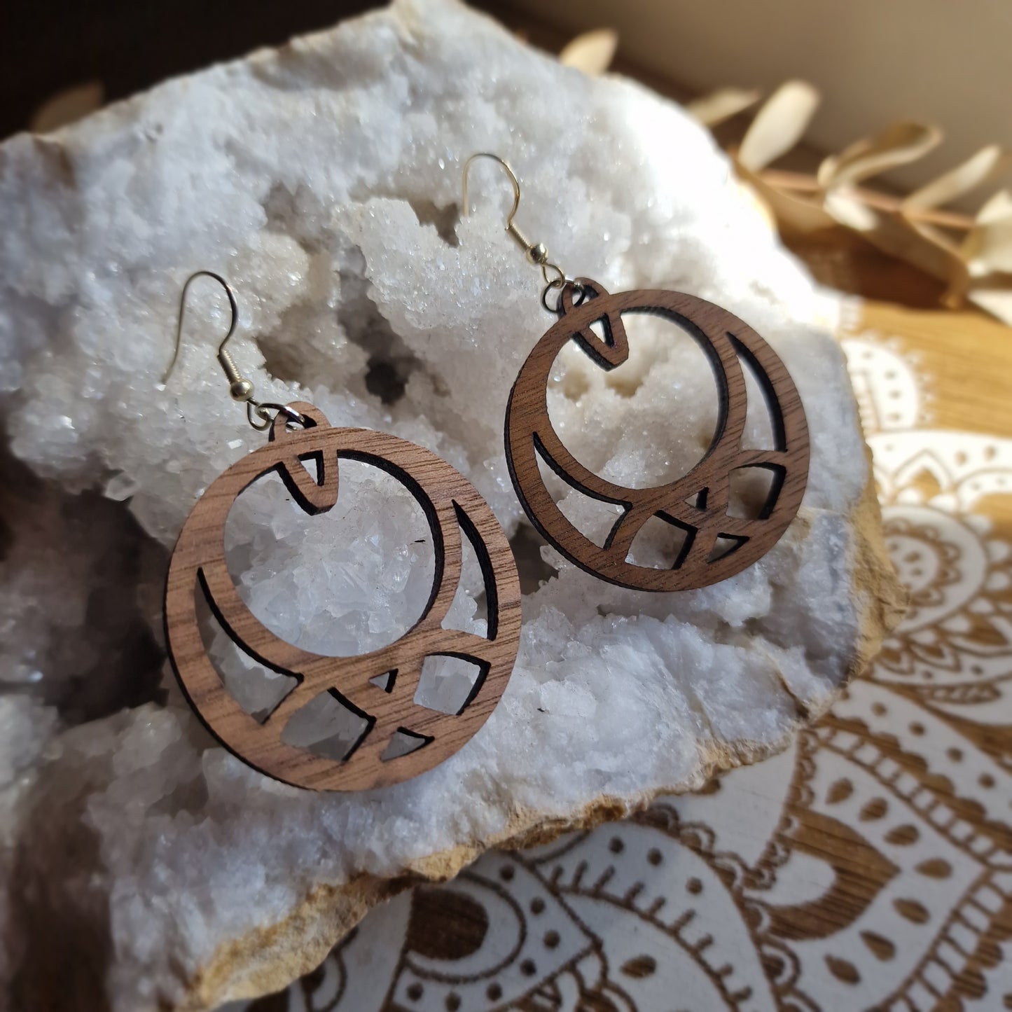 Pendientes "Miel"( Nogal y plata)