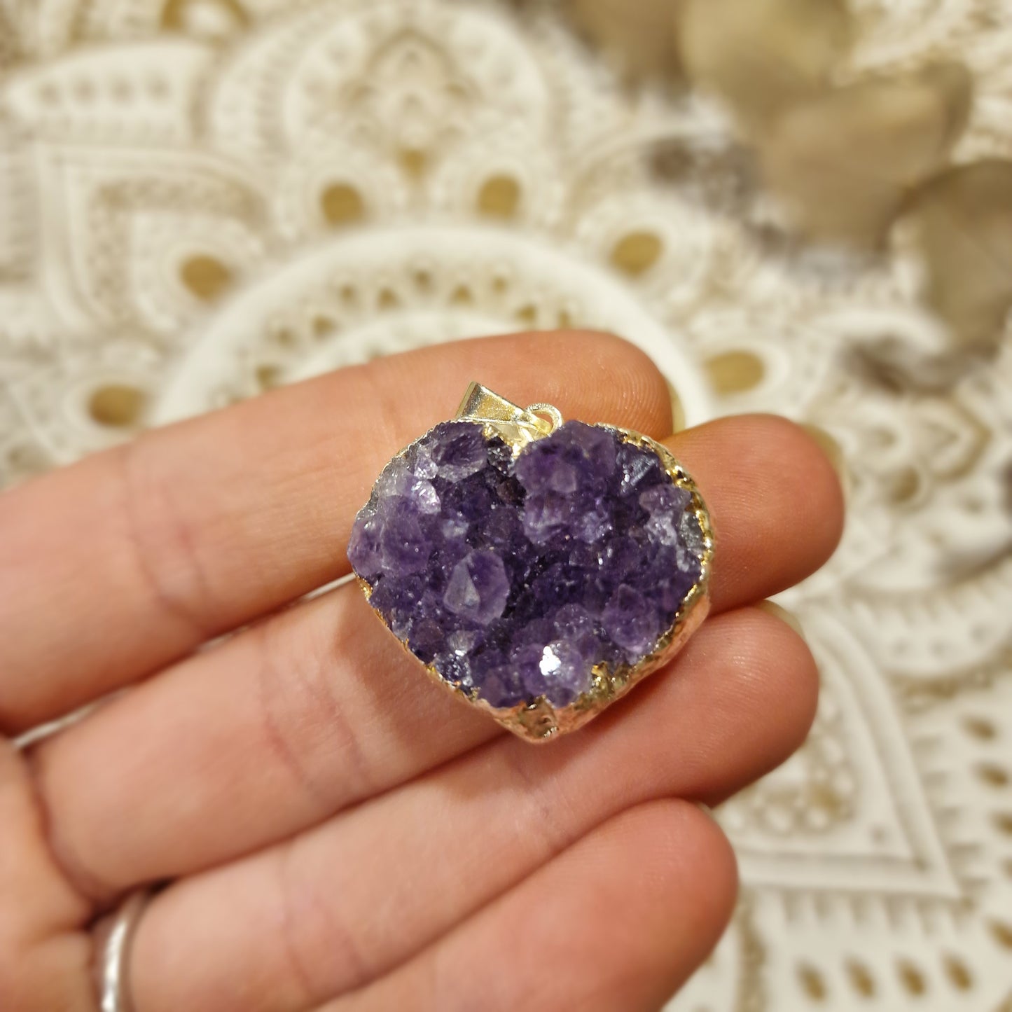 Colgante Corazón de Drusa de Amatista ~ Luz, calma y belleza natural
