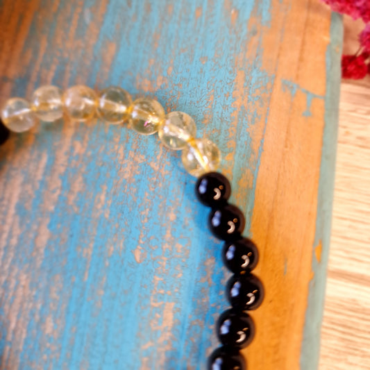 Pulsera Obsidiana con Citrino 6mm