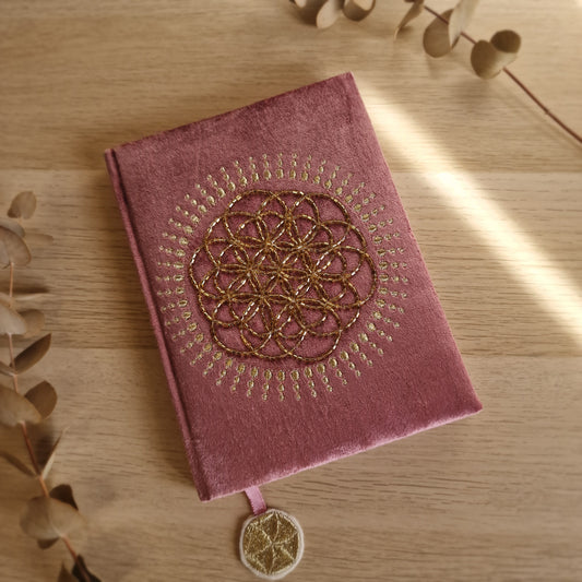 🌸 Cuaderno de Terciopelo FLOR DE LA VIDA ~ Conexión y Equilibrio Universal