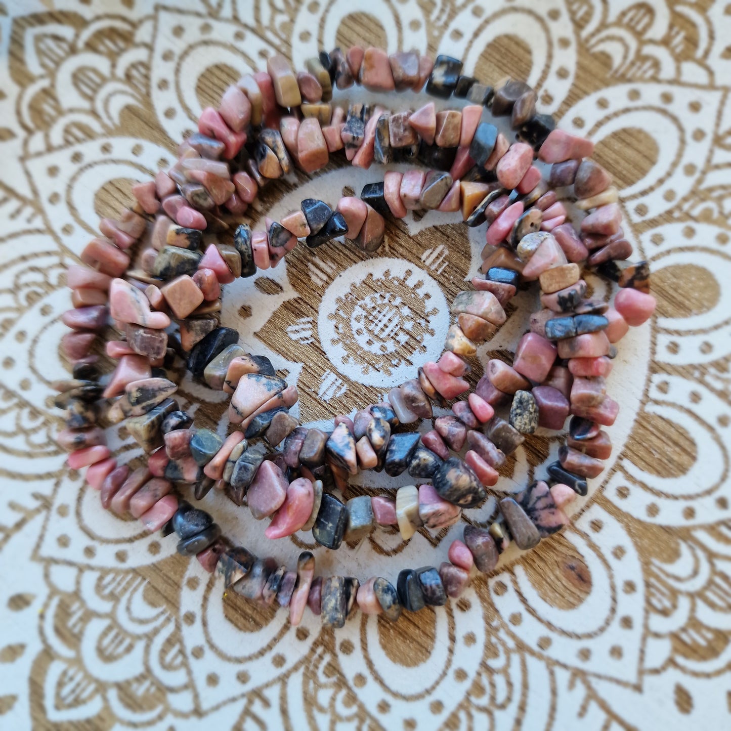 Collar Largo de Rodonita ~ Amor Propio y Sanación Emocional