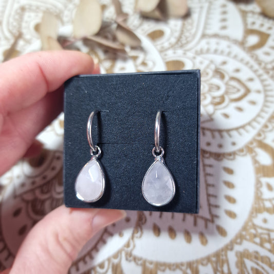 Pendientes Lágrima de Cuarzo Rosa Facetado ~ Amor propio y elegancia natural