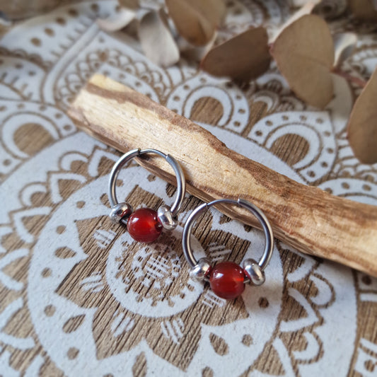 Pendientes de Aro de Acero con Carneola