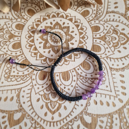 Pulsera Macramé de Amatista (6 mm) ajustable ~ Calma mental y conexión interior