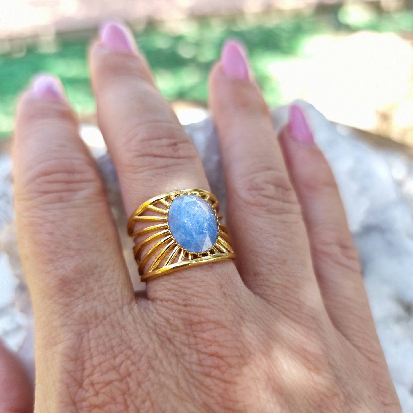 Anillo Aventurina Facetada ~ Equilibrio y Prosperidad