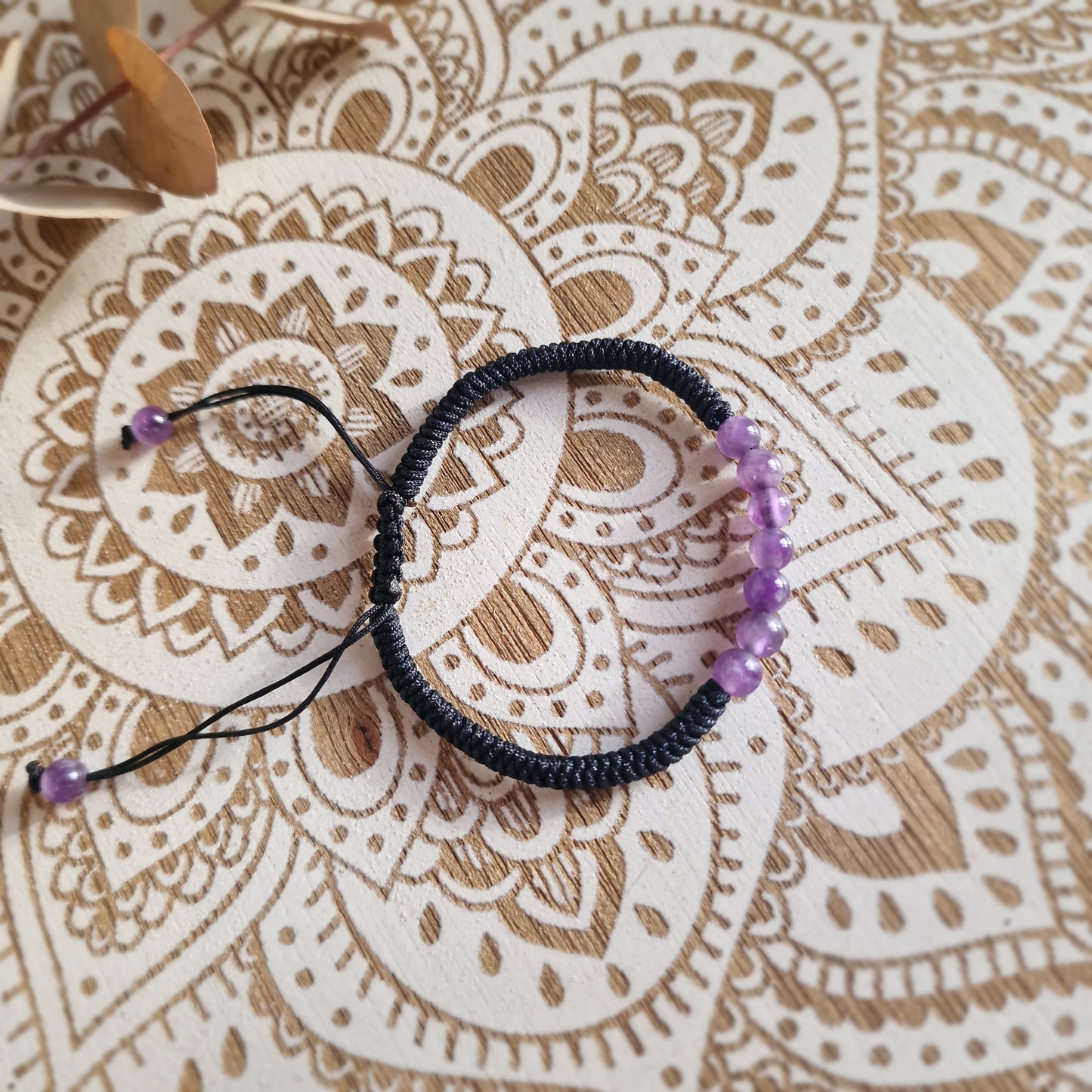 Pulsera Macramé de Amatista (6 mm) ajustable ~ Calma mental y conexión interior