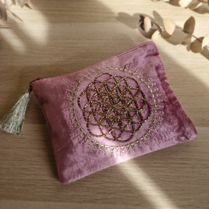 🌸 Neceser de Terciopelo FLOR DE LA VIDA ~ Conexión y Equilibrio Universal 💫