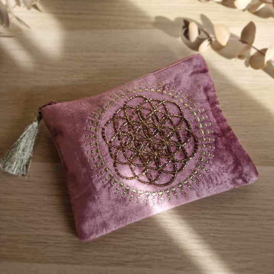 🌸 Neceser de Terciopelo FLOR DE LA VIDA ~ Conexión y Equilibrio Universal