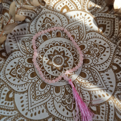 Japa Mala de Cuarzo Rosa 45 ~ Amor Propio y Calma Interior