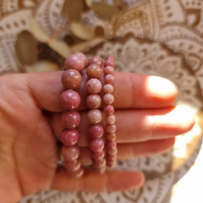 Pulsera Rodonita ~  Sanación emocional y equilibrio ~  4, 6 y 8 mm
