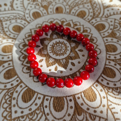 Pulsera de Coral Bambú ~ Impulso Vital ~ 4, 6 y 8mm. (Teñido)