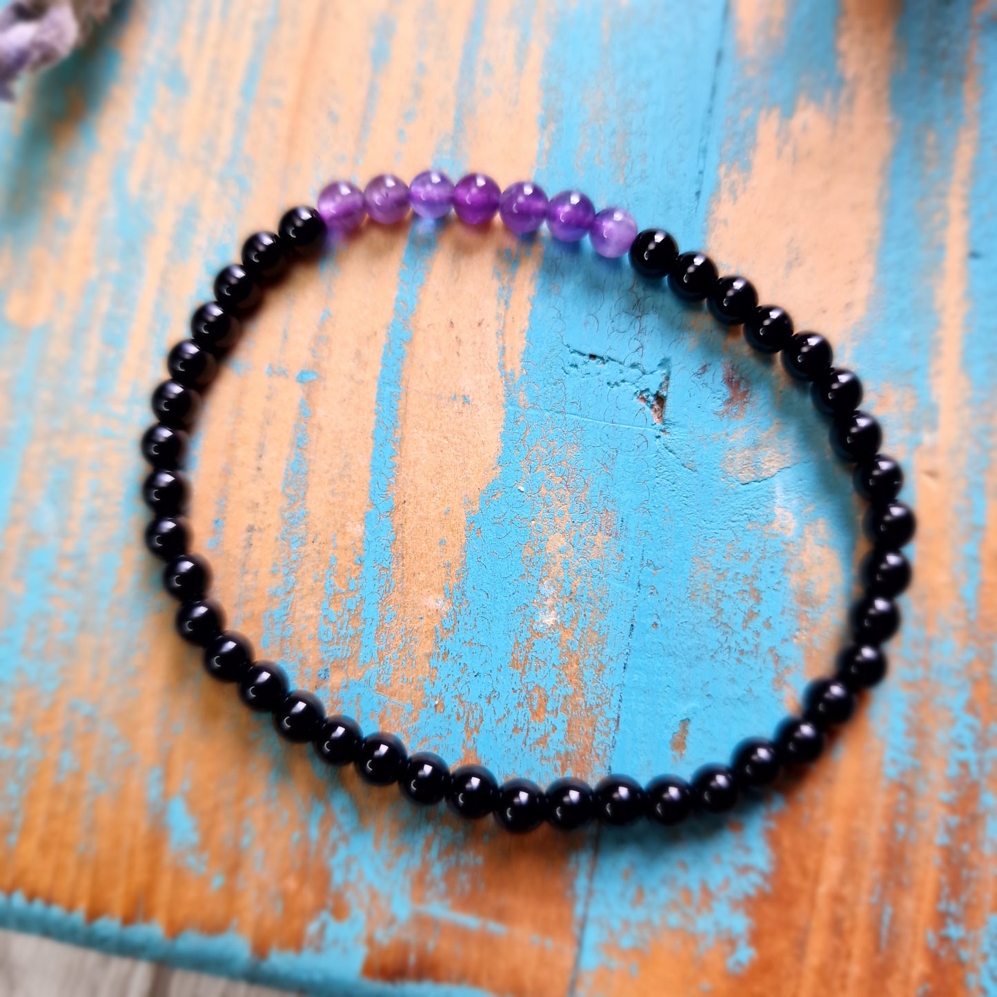 Pulsera Obsidiana con Amatista 4mm