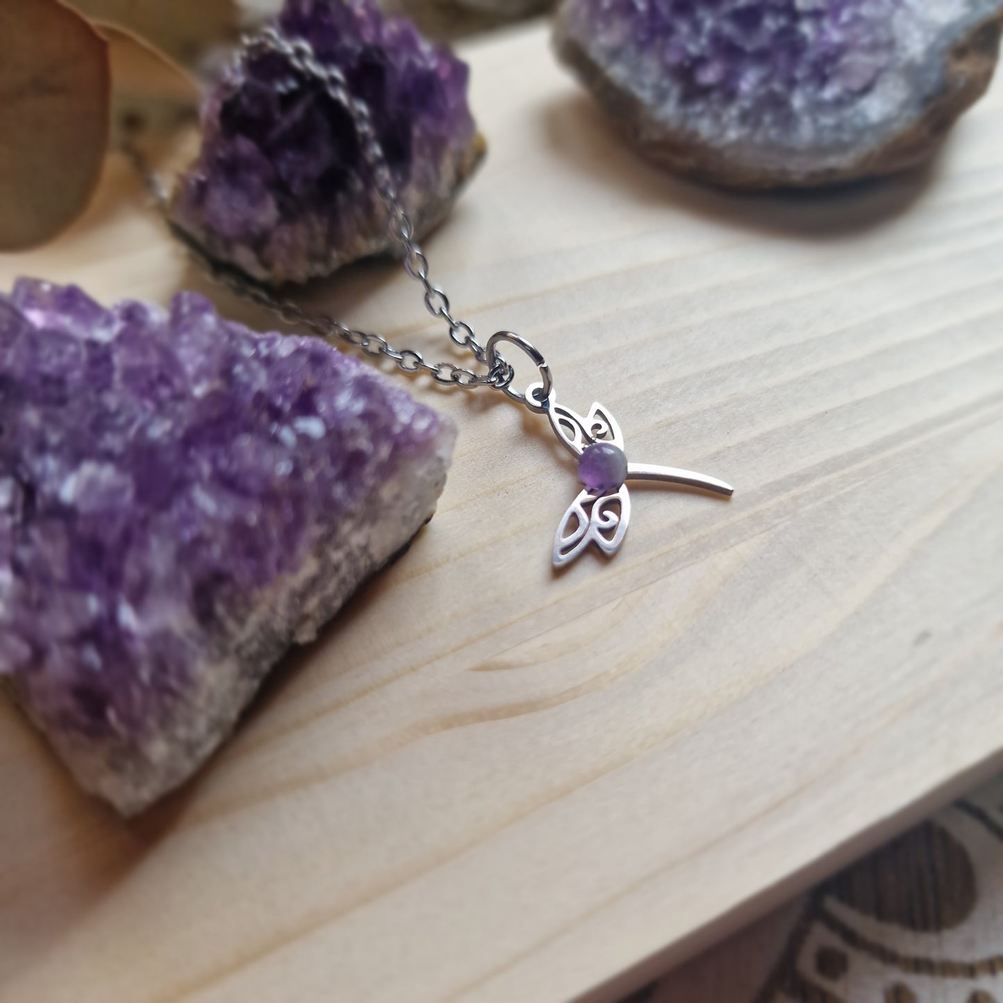 Colgante Libélula con Amatista ~ Transformación y Calma