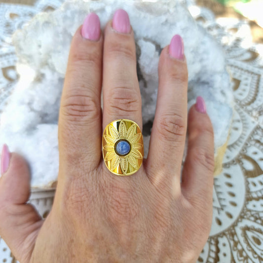Anillo Flor Sodalita ~ Intuición y Equilibrio Interior