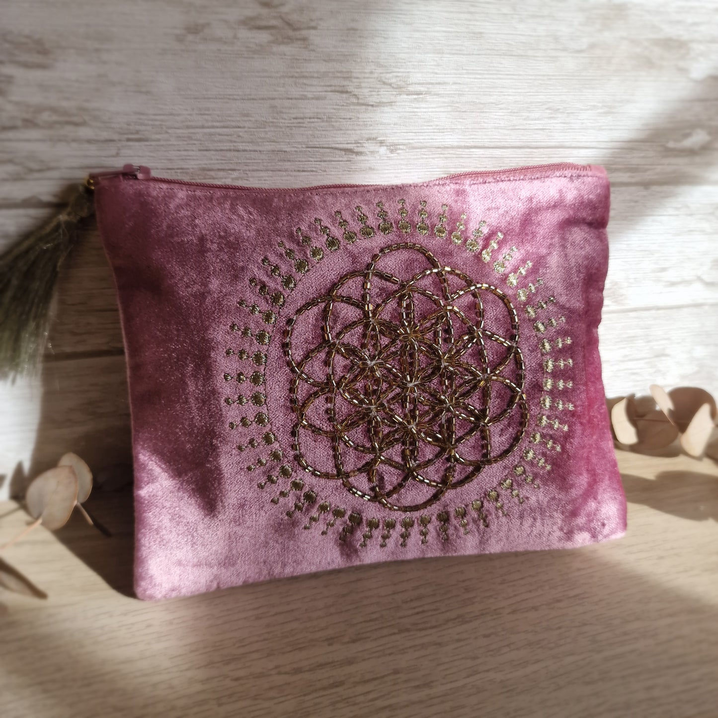 🌸 Neceser de Terciopelo FLOR DE LA VIDA ~ Conexión y Equilibrio Universal