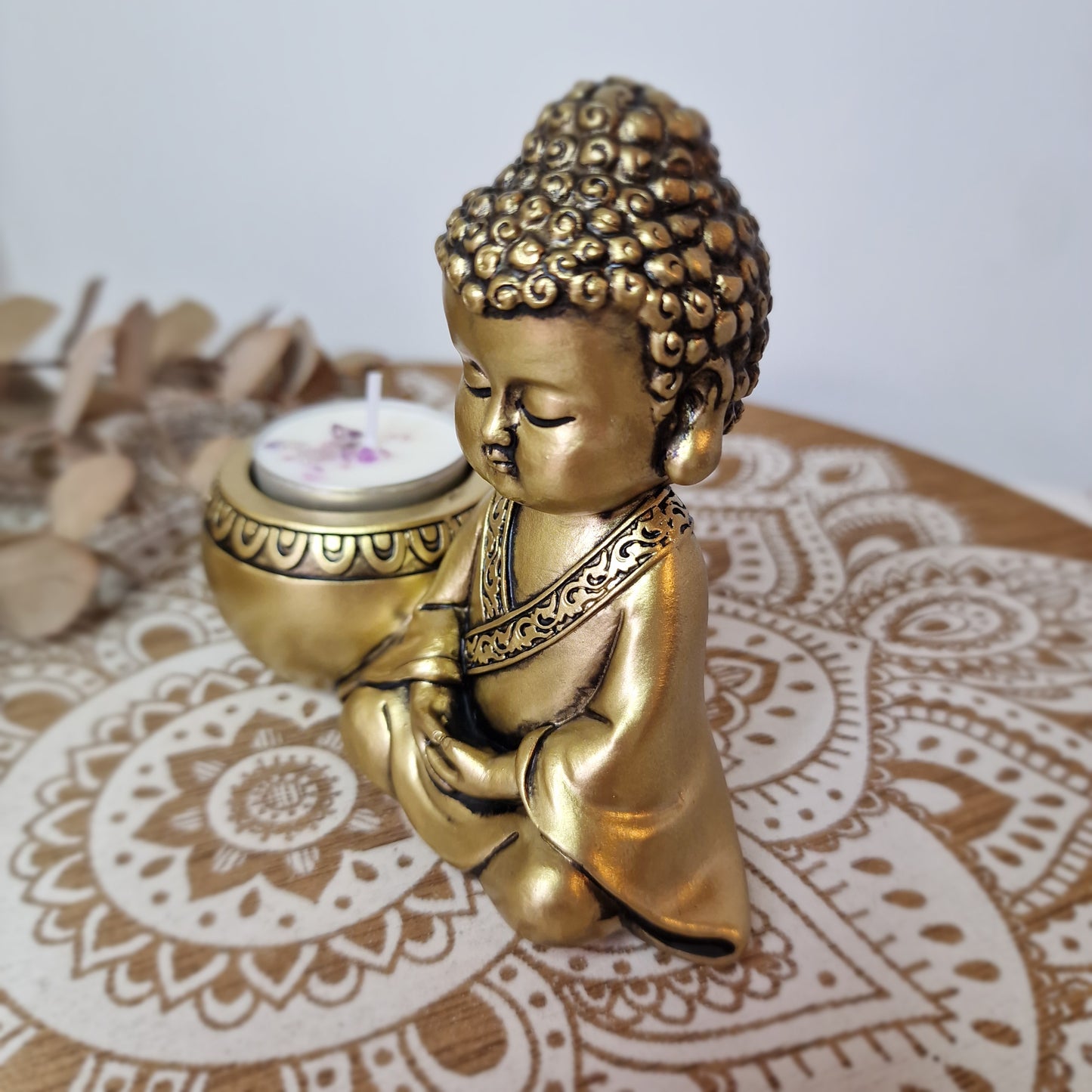 Portavelas Buda Dorado ~ Serenidad y Luz Interior 💫