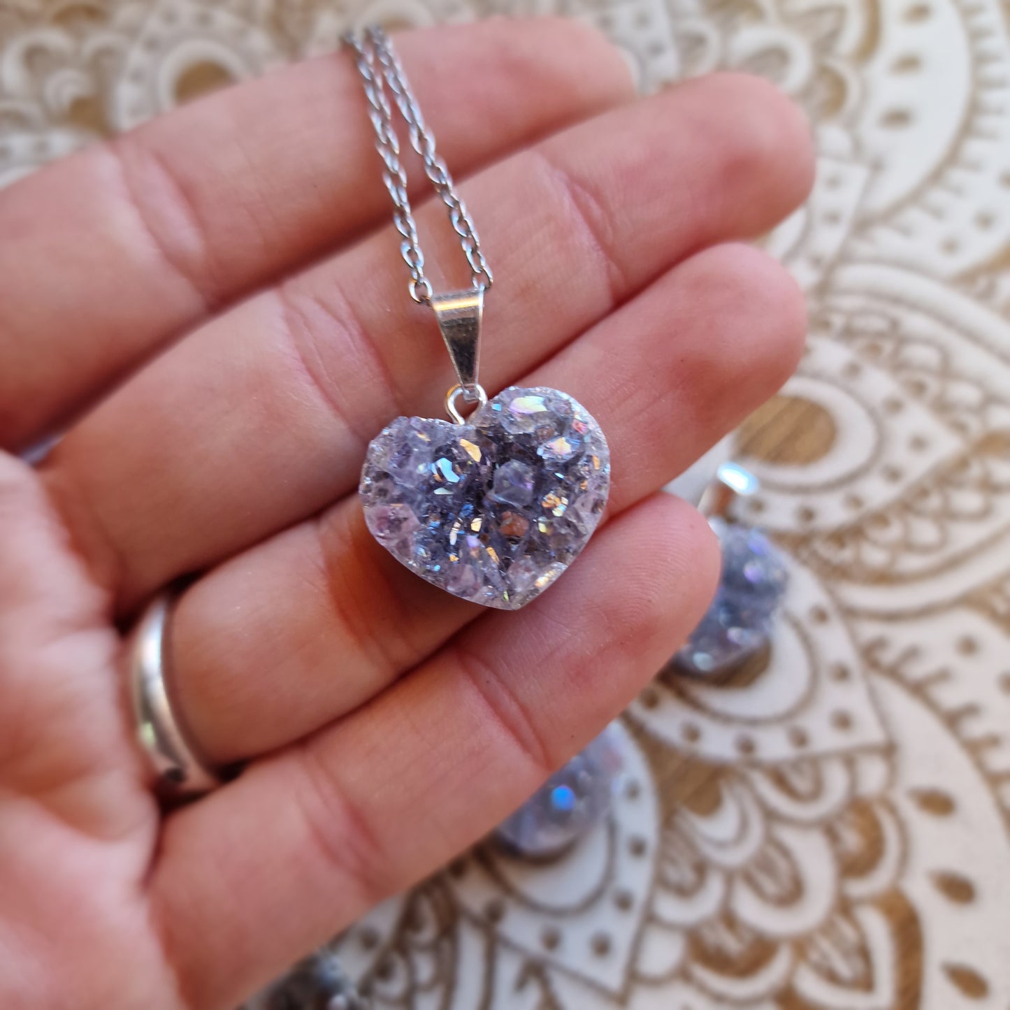 Colgante Corazón de Amatista Aqua Aura ~ Energía y calma interior ✨