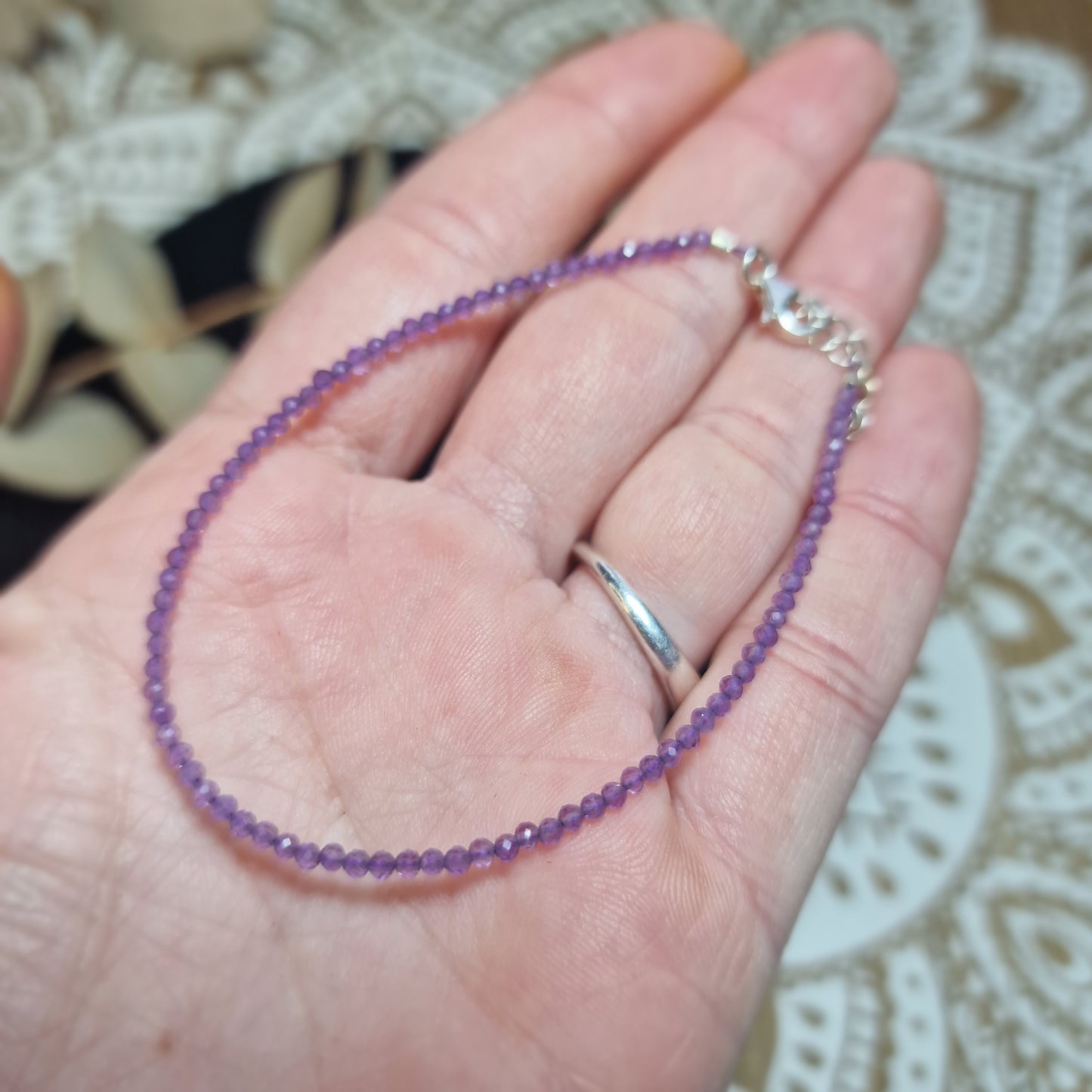 ✨ Pulsera de Amatista Facetada con Plata de Ley ~ Calma y Claridad Interior en Cada Detalle
